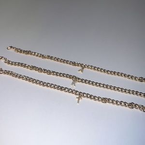 Crystal 6mm Cuban initial anklet